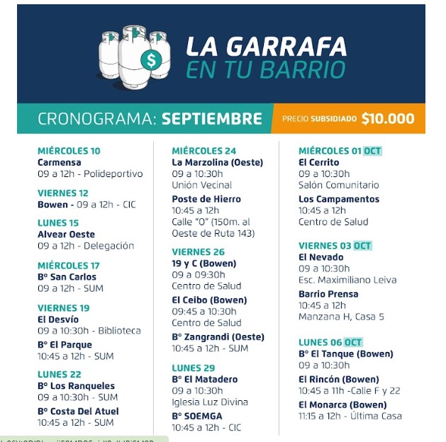 La garrafa en tu Barrio. Busca el calendario