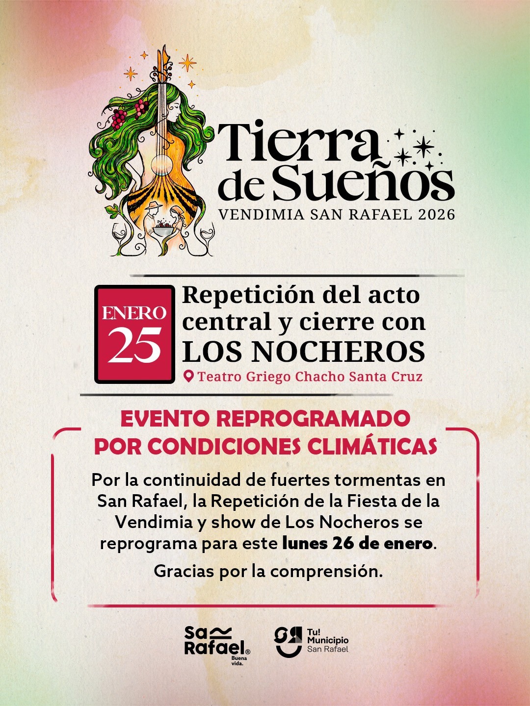 Comunicado oficial | Repetición de Vendimia y show de Los Nocheros para este lunes
