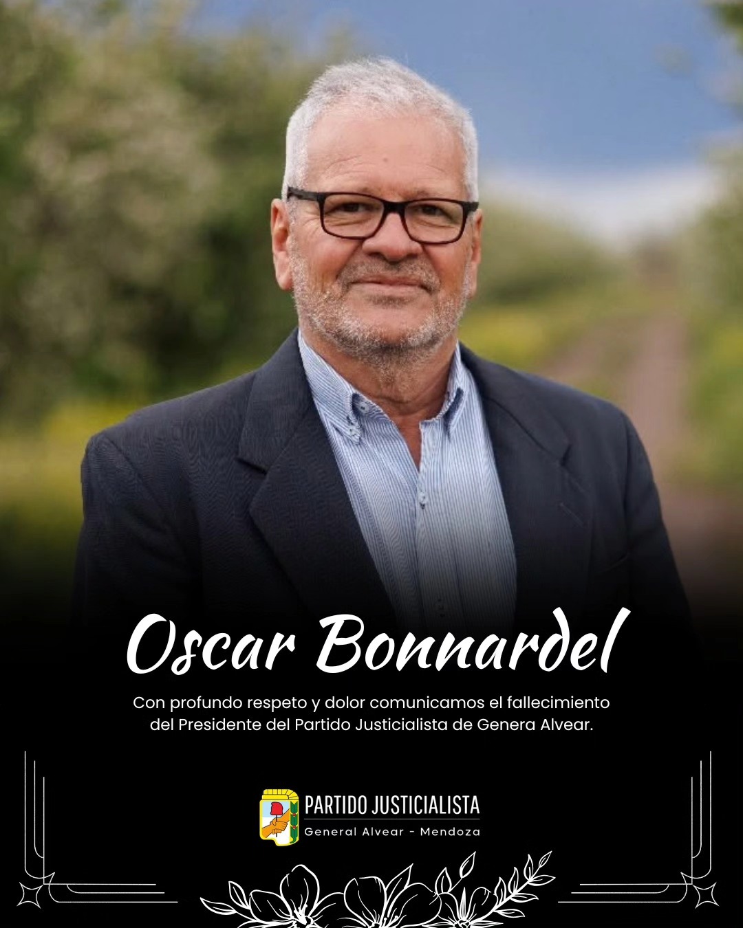 Profundo pesar en General Alvear por el fallecimiento de Oscar Bonnardel