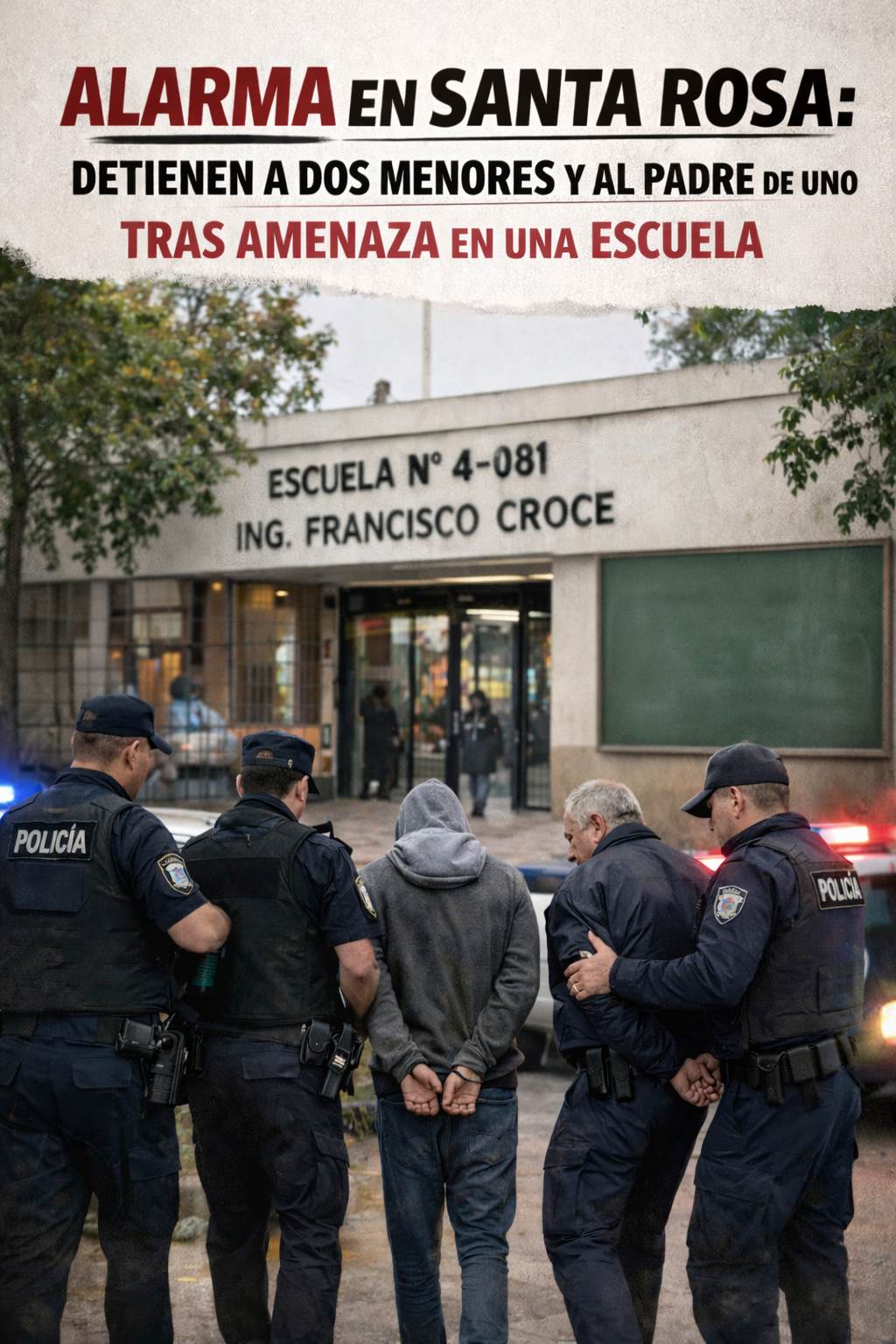 Alarma en Santa Rosa: detienen a dos menores y al padre de uno tras amenaza de masacre en una escuela